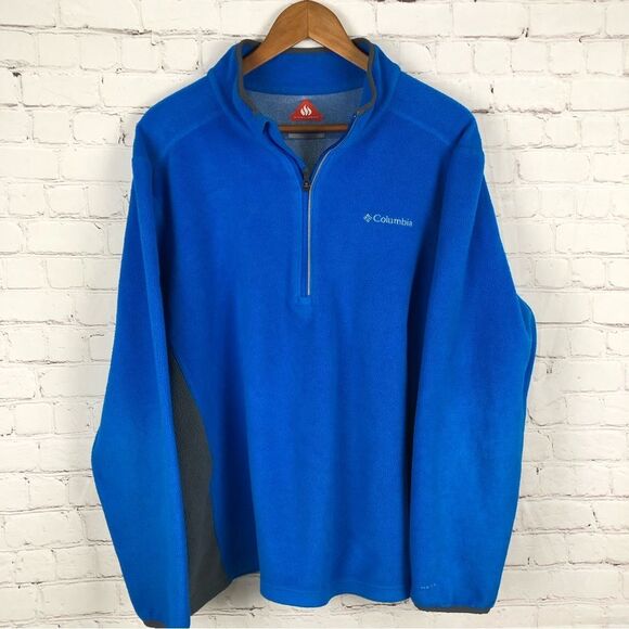 Columbia Blue Basin Half Zip Fleece Men's Sz Large - Picture 1 of 8